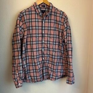 Vtg J.Crew Plaid Work Long Sleeve Shirt Mens XL Slim Fit